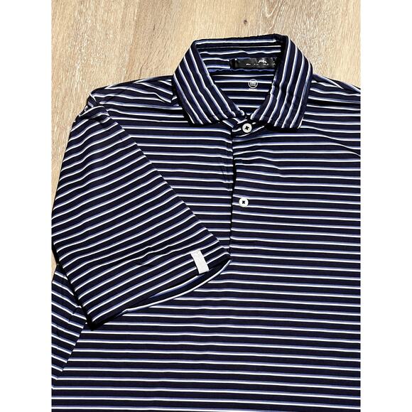RLX Ralph Lauren Mens M Golf Blue Stripe Polo Wicking Casual EUC - Picture 5 of 7